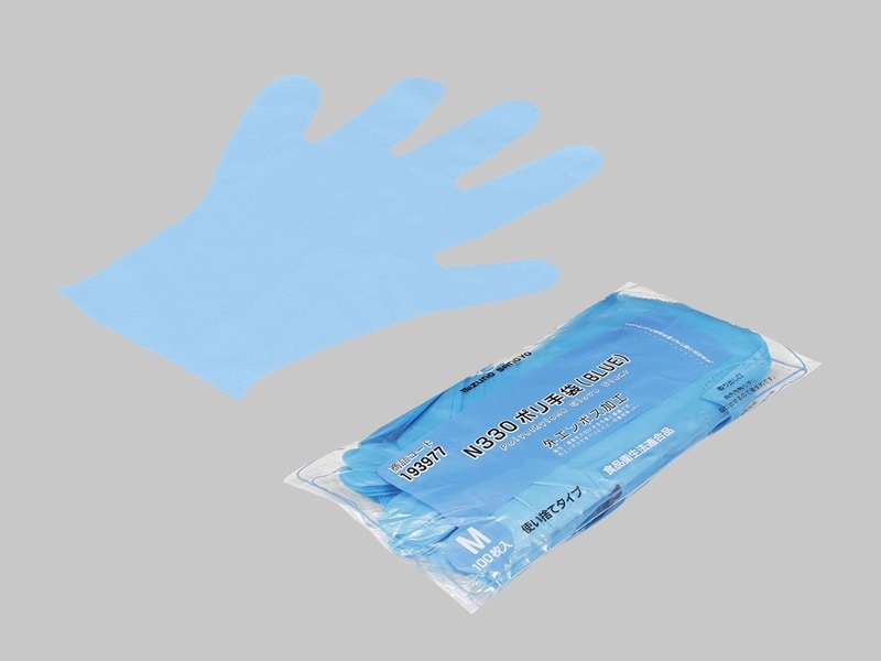 N330　ポリ手袋　BLUE（M）　100枚