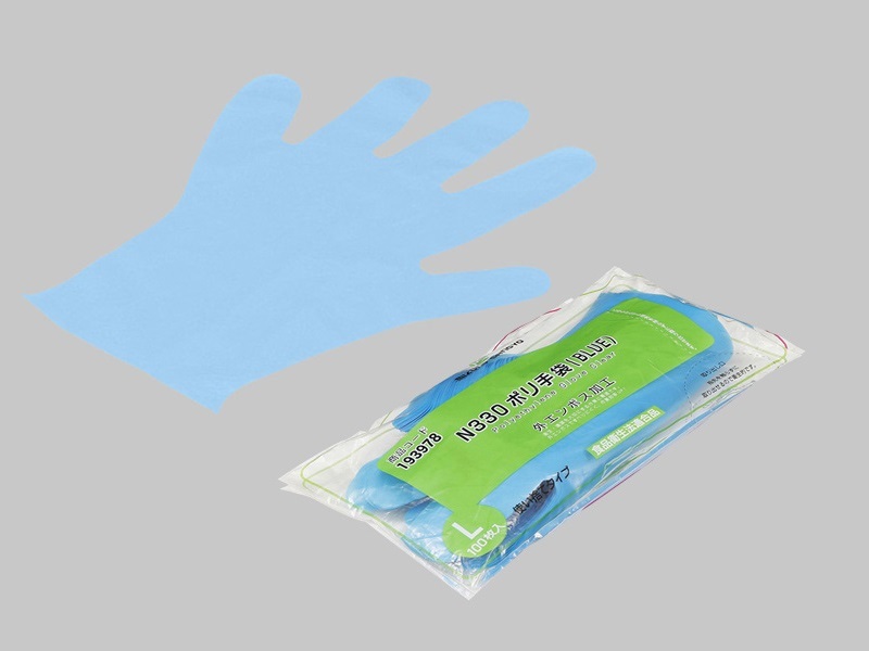 N330　ポリ手袋　BLUE（L）　100枚